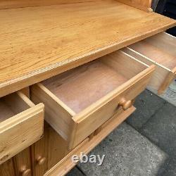 #1773 Large Pine Three-door Part-glazed Dresser