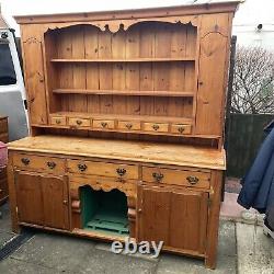 #1774 Very Large Rustic Pine 3-door Alcove Country Kitchen Dresser Project Only