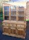 1980's Large 3 Door Golden Oak Bookcase With Glazed Top Old Charm