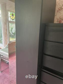 2 Door Black Wardrobe With Large Mirror 2 Chests 6 Drawers 1 Table, All Black