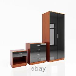 2 Door Wardrobe Mirrored Bedroom Furniture 3 pcs Set Large Storage Optional