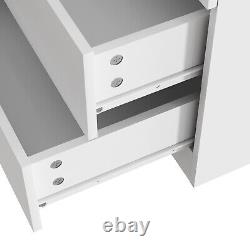 2 Door White Wardrobe Matt Cupboard Large Storage with Hanging Rail & Drawers