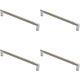 4x Larged Round Bar Mitred Door Handle 325 X 19mm Polished Chrome Satin Nickel