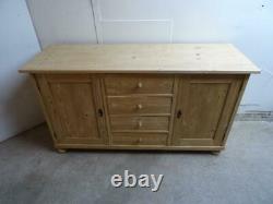 A Large Antique/Old Pine 2 Door 4 Drawer Dresser Base / TV Stand to Wax/Paint