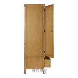 Alba Oak Double Wardrobe with Drawer 2 Door Large Solid Wooden Bedroom Storage