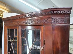 Antique Georgian Style Large Mahogany Freestanding Glazed Corner Cabinet Shelves