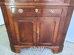 Antique Georgian Style Large Mahogany Freestanding Glazed Corner Cabinet Shelves