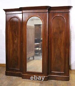 Antique Large Victorian mahogany breakfront combination triple door wardrobe