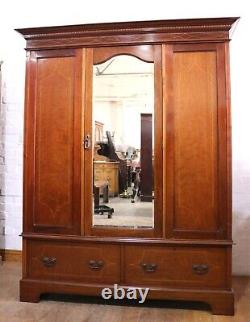 Antique large mahogany single mirror door wardrobe