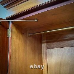Attractive Large Antique Mahogany Bow Front Double Door Wardrobe, Drawer Base
