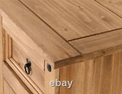 Aura 2 Door 5 Drawer Sideboard Distressed Waxed Pine UK Seller