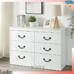 Bedroom Chest of Drawer White Storage 6 Drawers Wide Dresser Large Drawer Closet