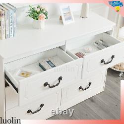 Bedroom Chest of Drawer White Storage 6 Drawers Wide Dresser Large Drawer Closet