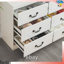 Bedroom Chest of Drawer White Storage 6 Drawers Wide Dresser Large Drawer Closet