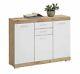 Bristol' Large Rustic Oak & White 3 Door Sideboard Cabinet With Drawers