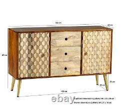 CNC Retro Mango Wood 3 Drawers and Door Large Sideboard Dining Room Furniture