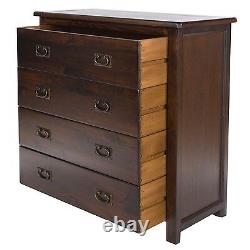 Chest of Drawers 4 Drawer Large Storage Solid Pine Dark Wood Bedroom Baltia
