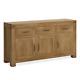 Chunky Large Oak Sideboard Rustic Dark Solid Wood 3 Door 3 Drawer Abbey Grande