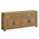 Chunky Oak Sideboard Extra Large Rustic Solid Wood 4 Door 3 Drawers Abbey Grand