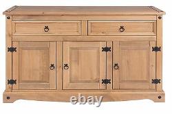 Corona Sideboard Large 3 Door 2 Drawer Solid Wood Medium Tone Mexican Pine