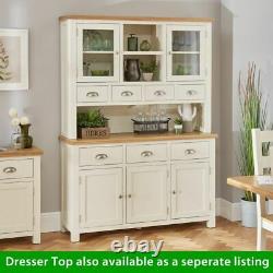 Cotswold Cream Painted 3 Door Large Sideboard with Oak Top 3 Drawers WT26