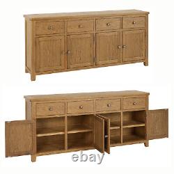 Cotswold Rustic Smoked Oak Extra Large 4 Drawer 4 Door Sideboard
