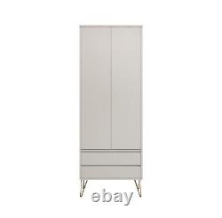 Cream 2 Door Wardrobe With 2 Drawers Hanging Rail Bedroom Furniture Storage