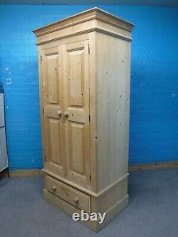 DOVETAILED LARGE CHUNKY RUSTIC SOLID WOOD 2DOOR 1DRAWER WARDROBE H199 W92 D60cm