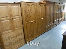DOVETAILED LARGE SOLID WOOD 2DOOR 1DRAWER WARDROBE +TOPBOX H224 W90cm- see shop