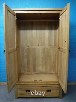DOVETAILED SOLID CHUNKY OAK WOOD LARGE 2DOOR 1DRAWER WARDROBE H193 W113 see shop