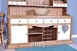Delivery Options Large Pine Farmhouse Welsh Dresser Waxed Finish Wine Rack