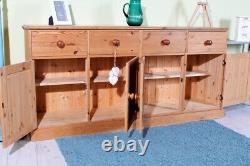 Delivery Options Large Secondhand Pine Sideboard Waxed Solid Thick Pine Heavy