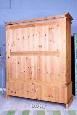 Delivery Options Solid Pine 4 Door Wardrobe 2 Large Drawers Solid Thick Pine