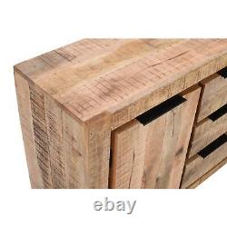 Detrol Solid Mango Wood Large Sideboard Cabinet with 2 Door 3 Drawer Dining room