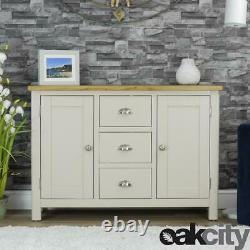 Dorset Grey Oak Sideboard Large 2 Door 3 Drawer Cabinet Truffle Grey
