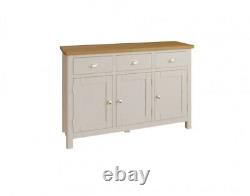 Dorset Grey Oak Sideboard Large 3 Door 3 Drawer Cabinet Truffle Grey