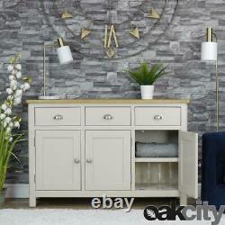 Dorset Grey Oak Sideboard Large 3 Door 3 Drawer Cabinet Truffle Grey