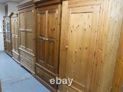 Dovetailed Large Chunky Wide Solid Wood 2mirrored Doors 2drawer Wardrobe W148