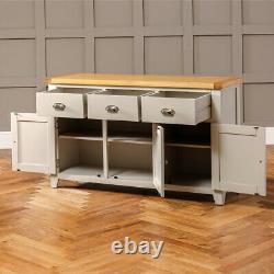 Downton Grey Painted Large 3 Drawer 3 Door Sideboard Kitchen Dining DT37