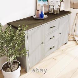 Driftwood Finish Sideboard Large 2 Door 3 Drawer Solid Reclaimed Pine