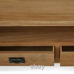 Extra Large TV Stand Unit Cabinet Rustic Oak 2 Door Drawer Zelah Solid Wood