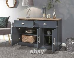 Farmhouse Sideboard Country Style Large Cabinet Dark Blue Storage Unit Buffet