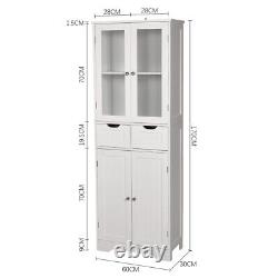 Free Standing Kitchen Cupboard Pantry Storage Cabinet with 2 Drawers 4 Doors White