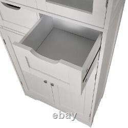 Freestanding Kitchen Pantry Cupboard Storage Cabinet Shelf with 2 Drawers White UK