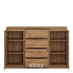 Fribo 2 Door 4 Drawer Sideboard In Oak Large Wooden Chest Of Drawers Rustic Wood