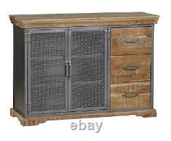 Grey Large 3 Drawer 3 Door Sideboard Two Tone Storage Reclaimed Wood Industrial