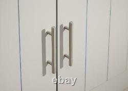 Grey Large Sideboard 3 Door 2 Drawer Storage Cabinet Metal Cup Handles Oak Top