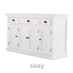 Halifax Wooden White Buffet Sideboard Large With 4 Doors 3 Drawers