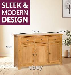 Hallowood Furniture Large Oak Sideboard, Wide Storage Cabinet, Solid Wood Unit