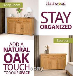 Hallowood Furniture Large Oak Sideboard, Wide Storage Cabinet, Solid Wood Unit